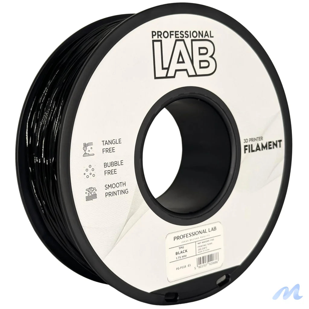 TPU is a flexible and wear-resistant filament, suitable for printing rubber-like parts such as seals, gaskets, cases, or flexible mounts. Requires low print speed and proper filament guidance.