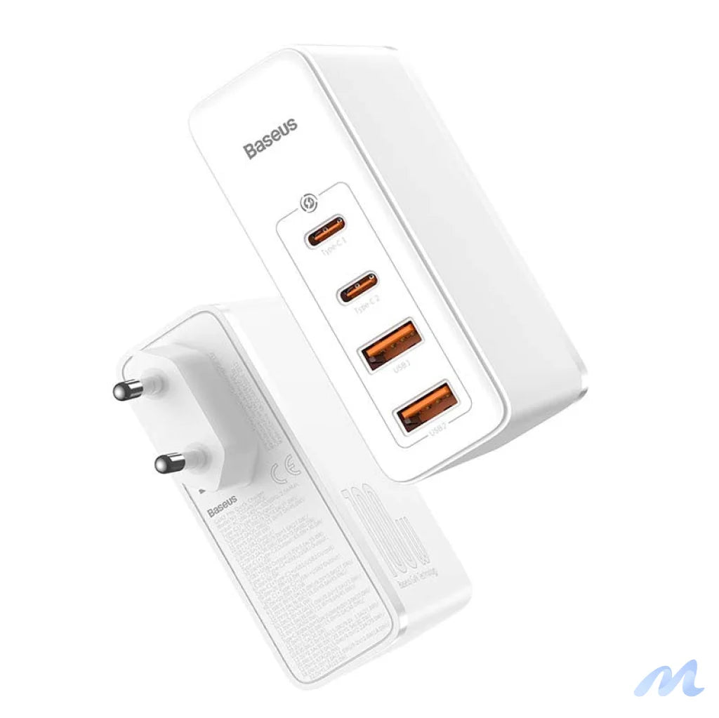 Travel Charger Baseus GaN2 Pro Quick 2x USB + 2x USB-C, 100W, EU (white)
