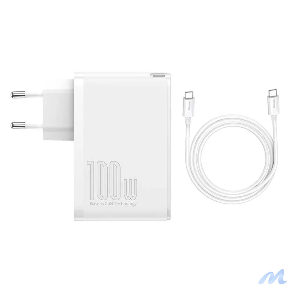 Travel Charger Baseus GaN2 Pro Quick 2x USB + 2x USB-C, 100W, EU (white)