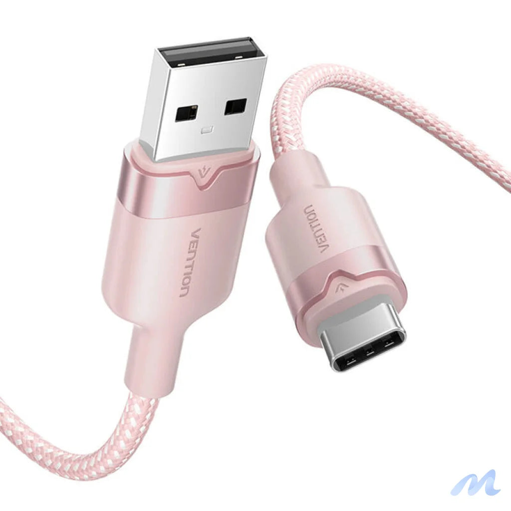 USB 2.0 A to USB-C 3A cable Vention CTNPH 2M (pink)