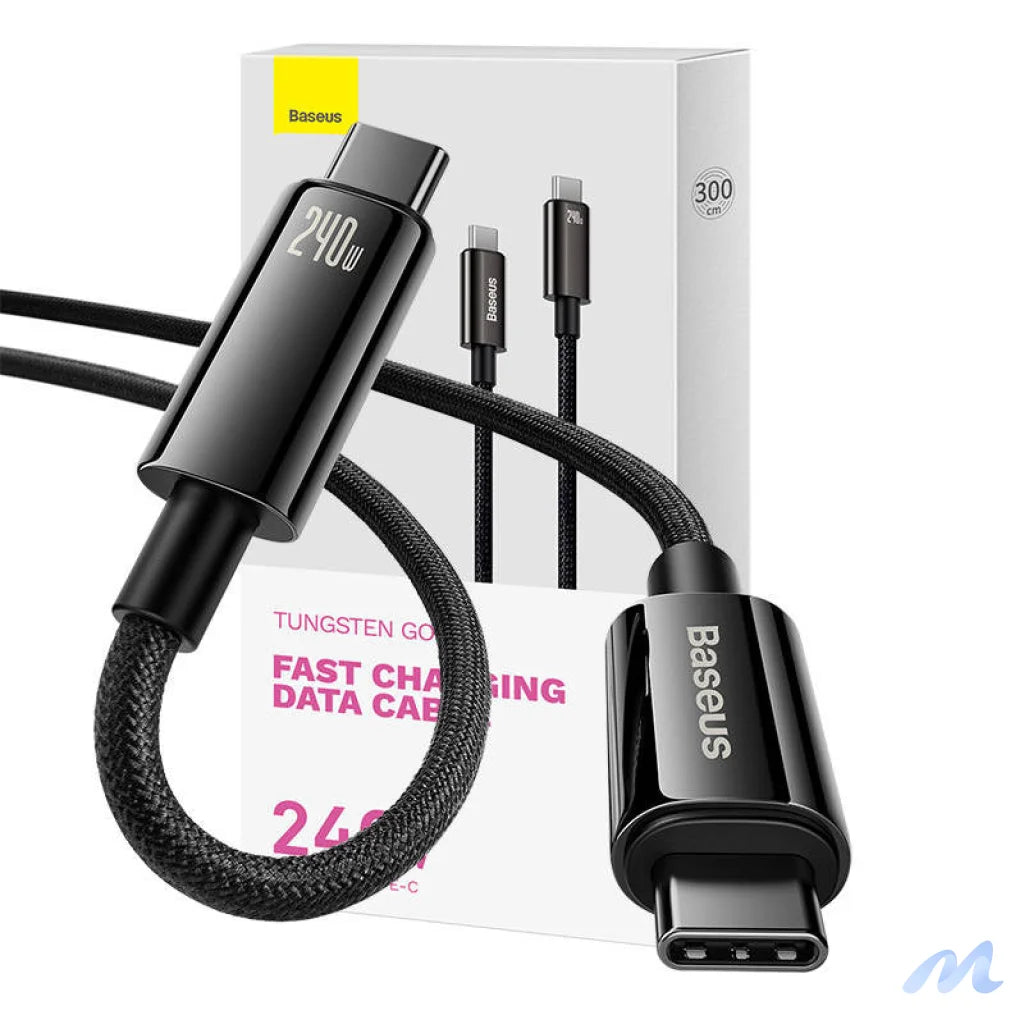 USB-C to USB-C cable Baseus Tungsten Gold 240W 3m (black)