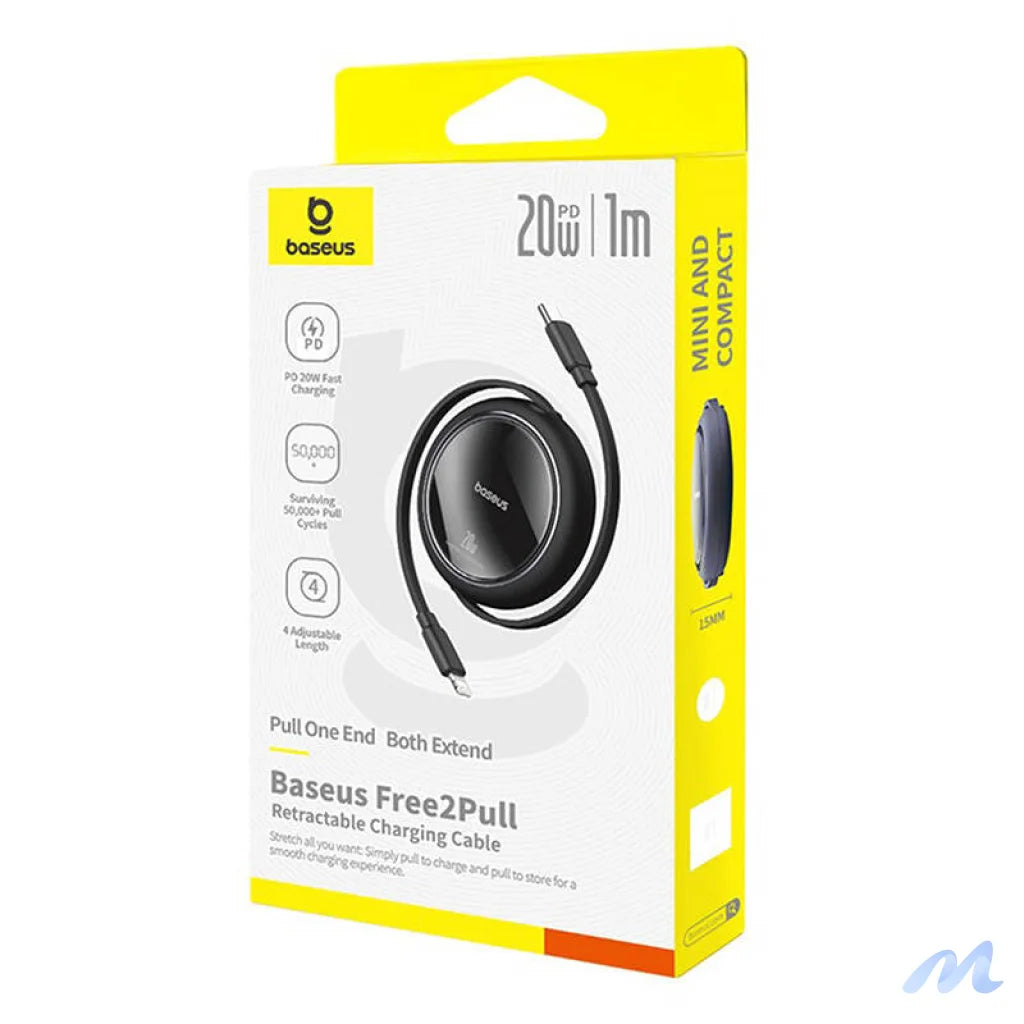 USB Cable Baseus Free2Pull USB-C to iP 20W 1m (black)