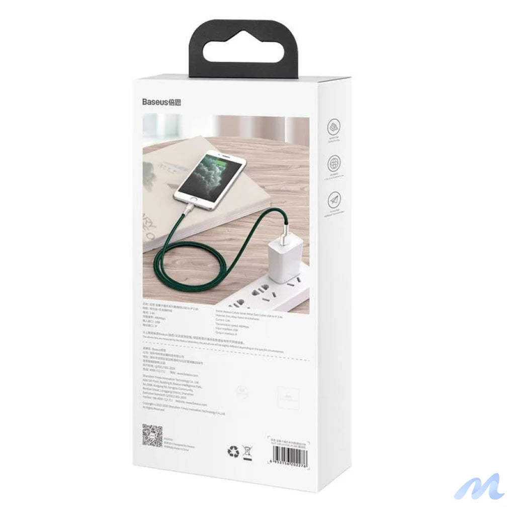 USB cable for Lightning Baseus Cafule, 2.4A, 1m (green)