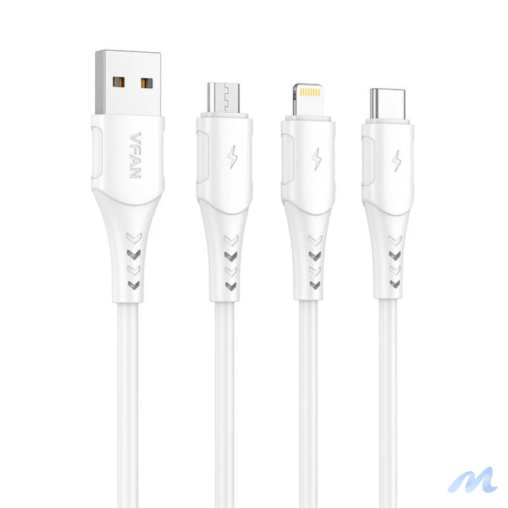 USB to Micro USB cable VFAN Colorful X12, 3A, 1m (white)