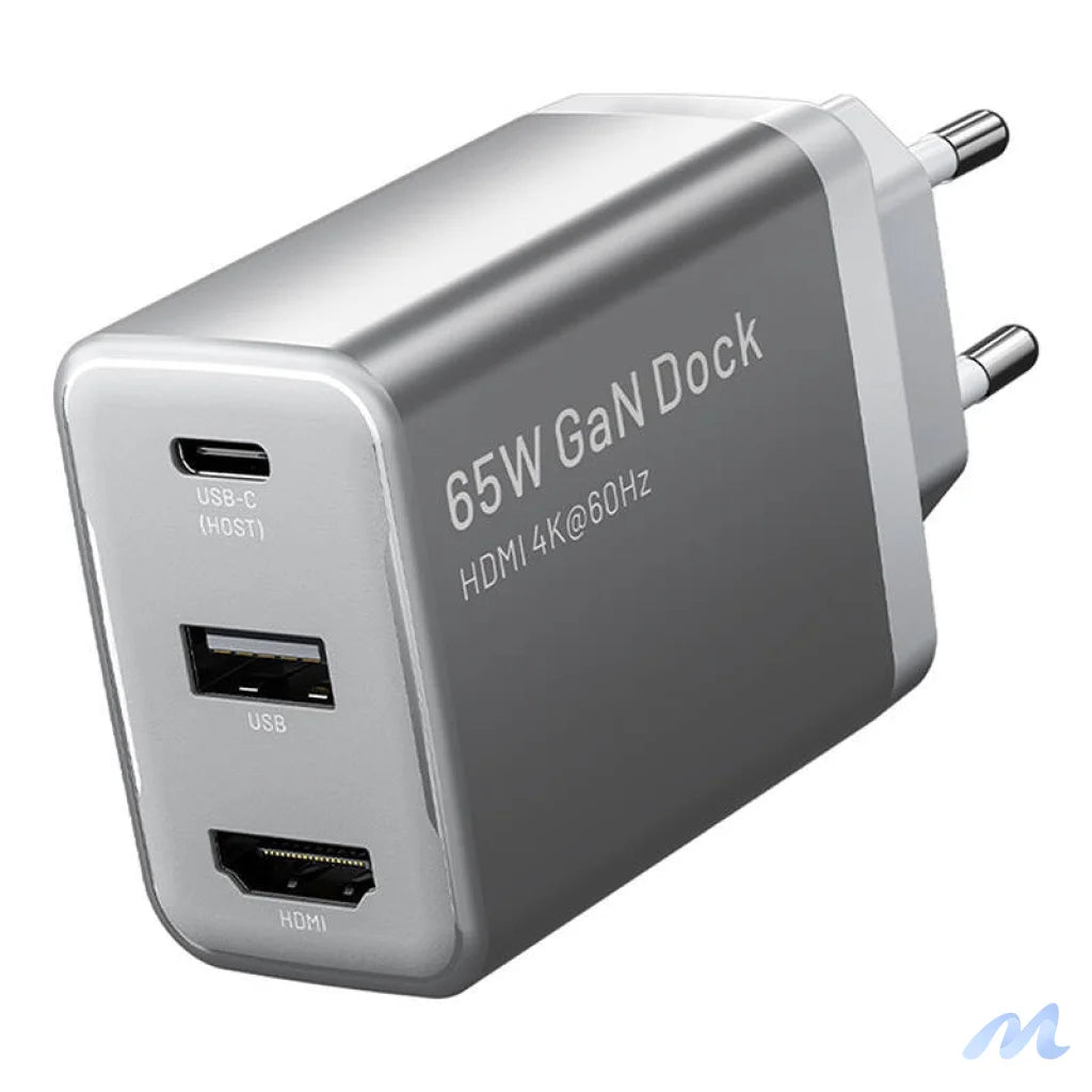 Vention FJAH0-EU USB(C+A)+HDMI GaN mains charger (60W/5W/4K@60Hz) (grey)