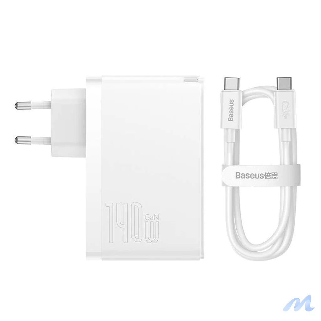 Wall charger Baseus GaN5 Pro 2xUSB-C + USB, 140W (white)