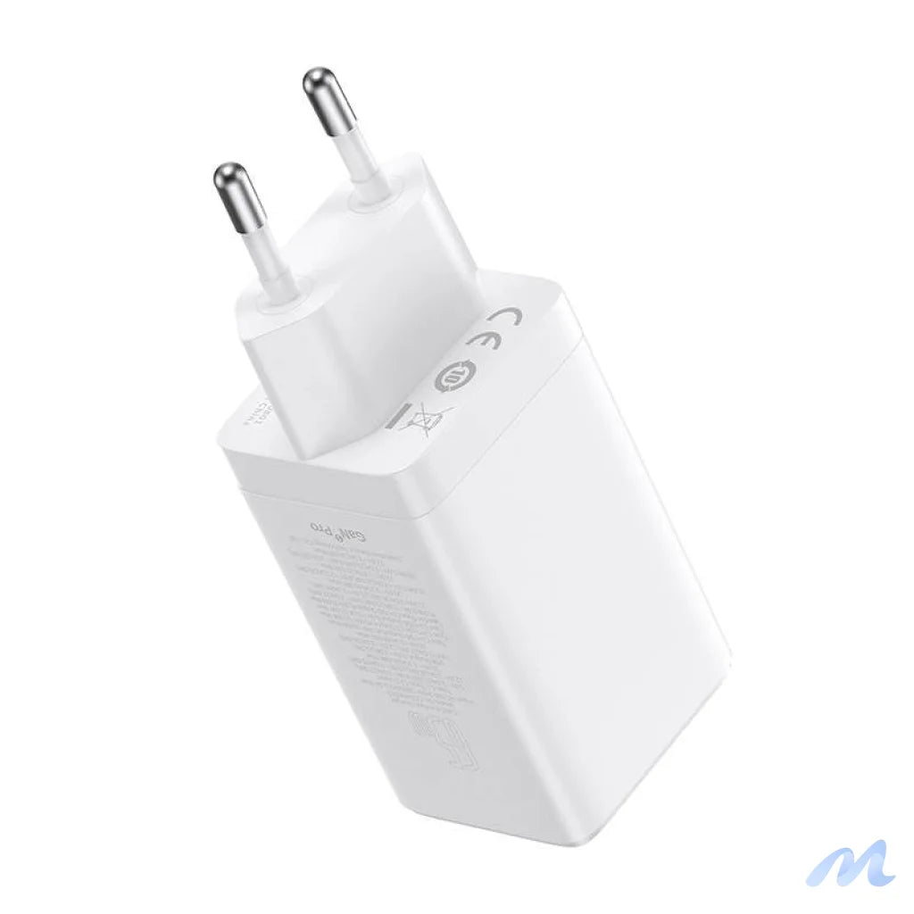 Wall charger Baseus GaN5 Pro 2xUSB-C + USB, 65W (white)