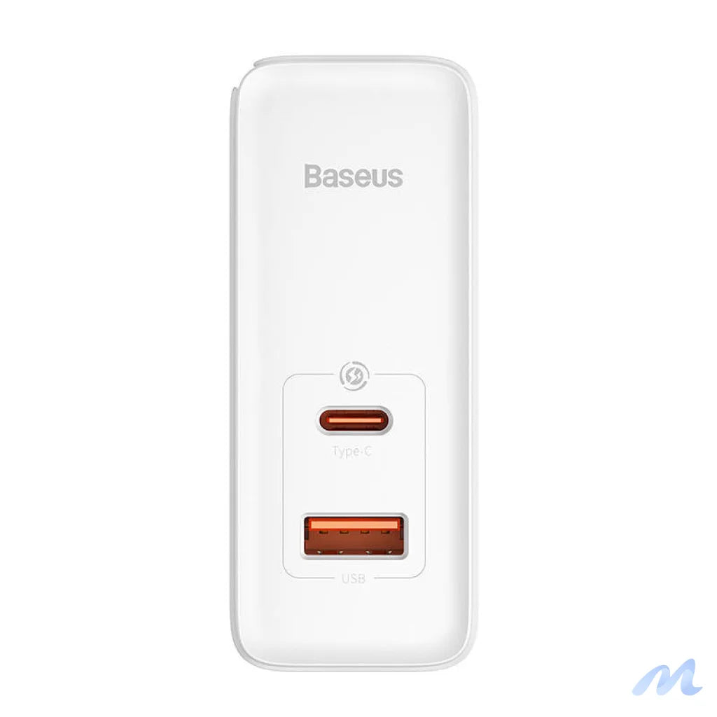 Wall charger Baseus GaN5 Pro USB-C + USB, 100W + 1m cable (white)