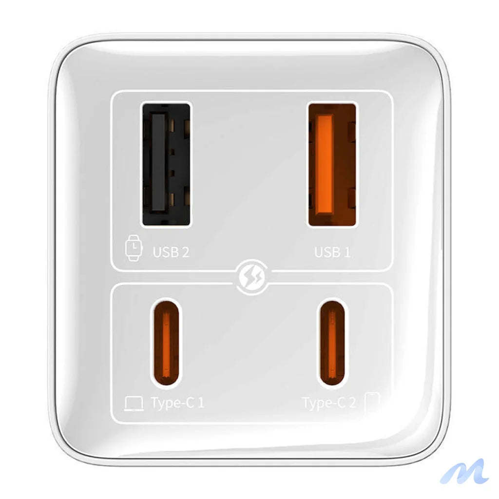 Wall charger Baseus GaN6 Pro 2xUSB-C + 2xUSB, 100W (white)