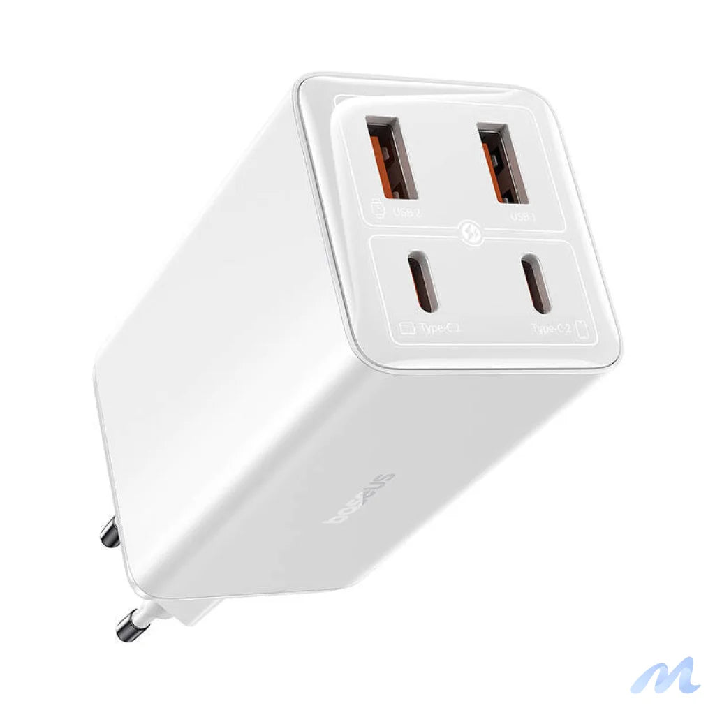 Wall charger Baseus GaN6 Pro 2xUSB-C + 2xUSB, 100W (white)