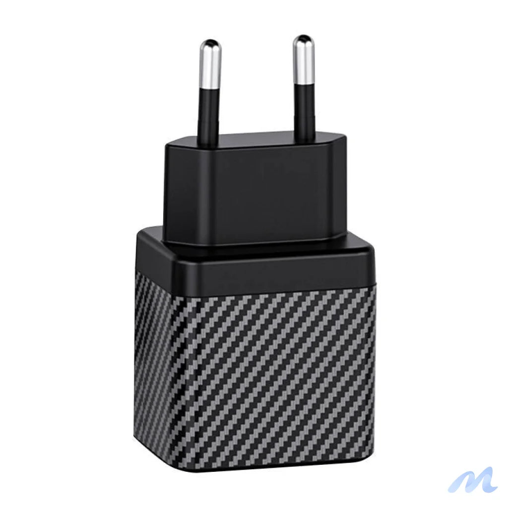 Wall charger INVZI GaN 2x USB-C, 45W, EU (black)