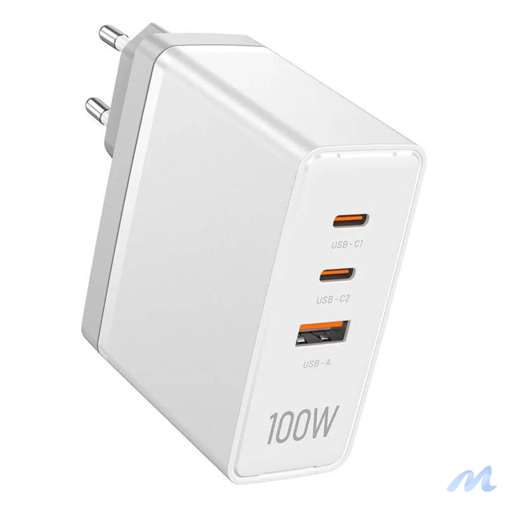 Wall charger, Vention, FEGW0-EU, 2xUSB-C, USB- A, 100W/100W/30W, GaN (white)