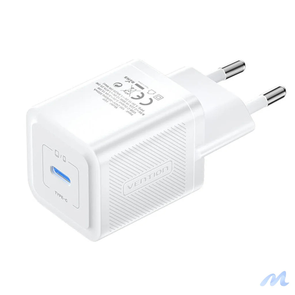 Wall charger, Vention, FEPW0-EU, USB-C, 20W, GaN (white)