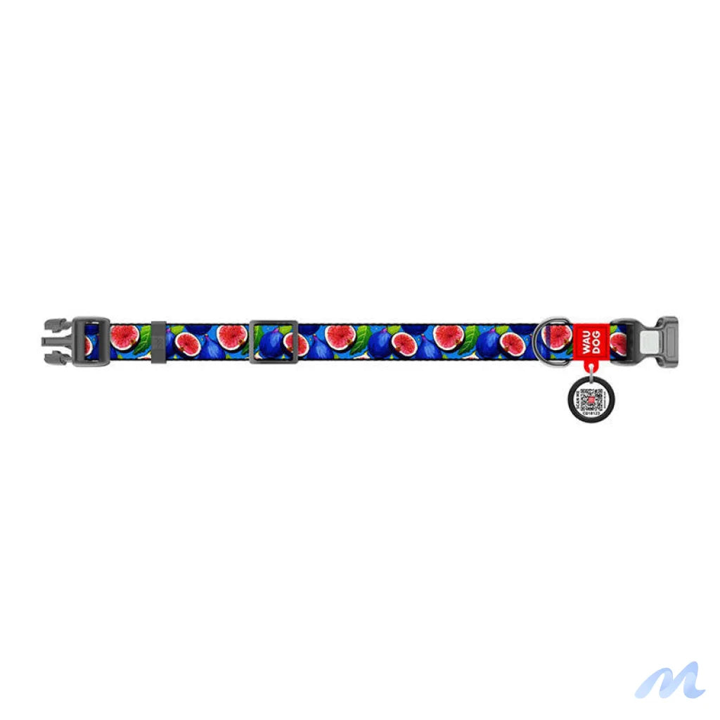 Waudog "Fig" nylon dog collar with QR code, size XL