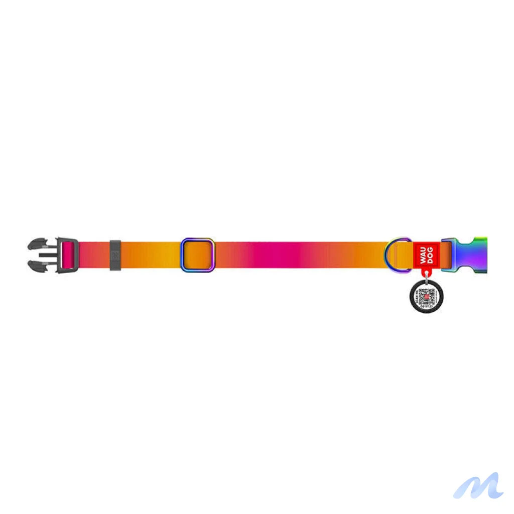 Waudog gradient nylon dog collar with QR code, orange , size M