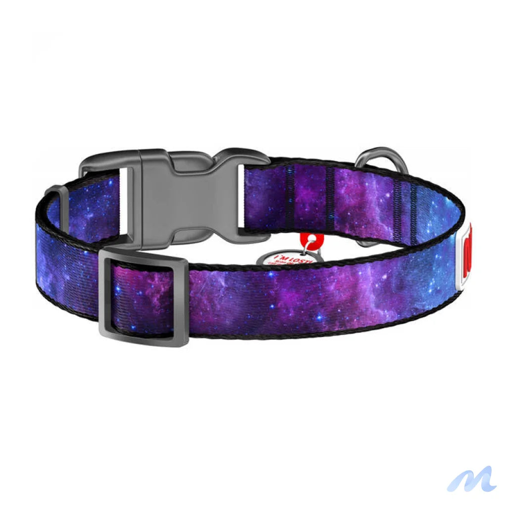 Waudog "NASA21" nylon dog collar with QR code, size M, width 20 mm