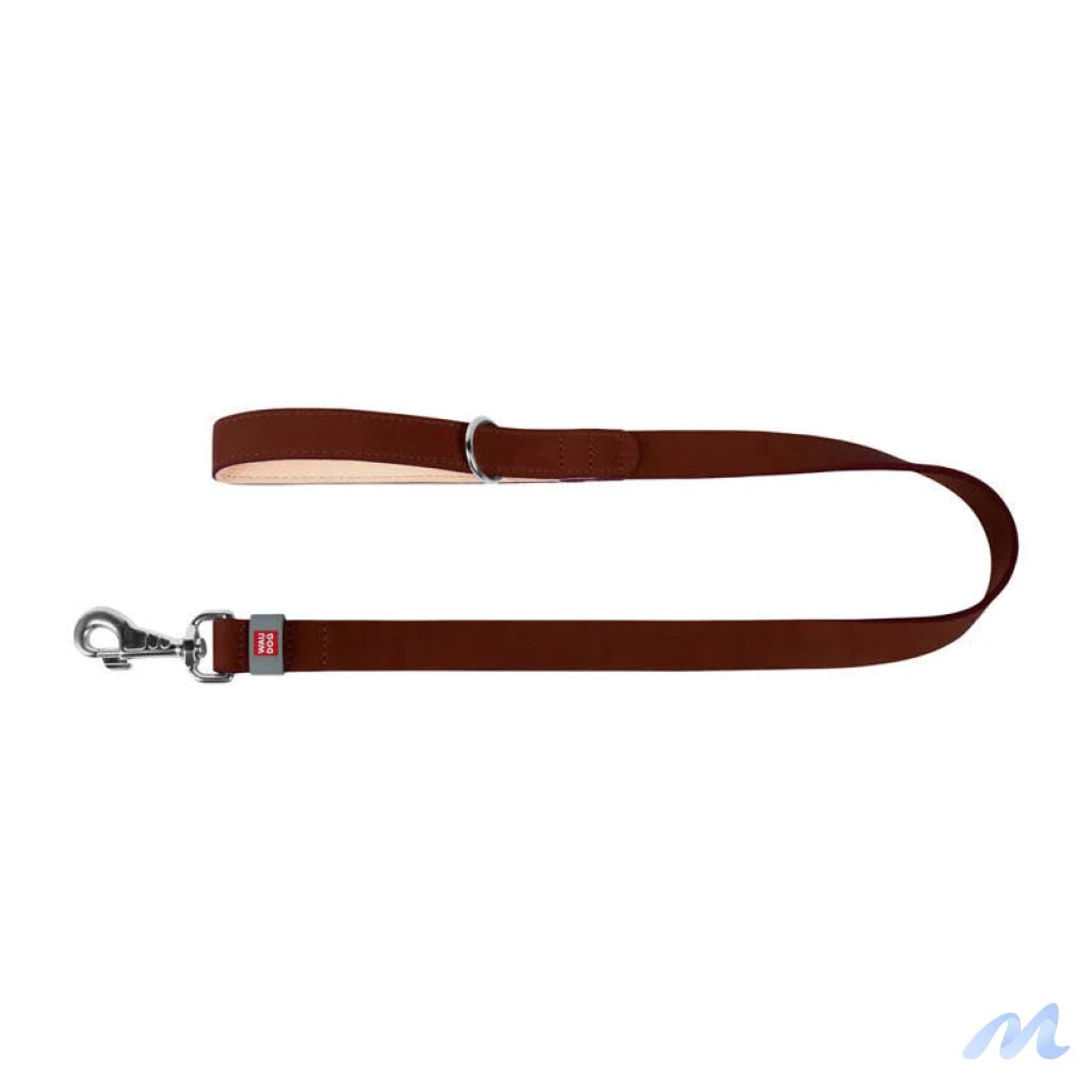 WAUDOG natural leather dog leash 20 mm wide, 122 cm long brown