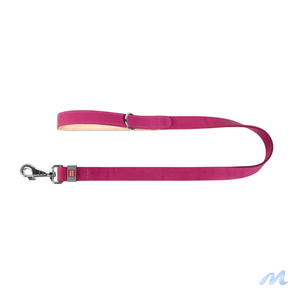 WAUDOG natural leather dog leash 20 mm wide, 122 cm long pink