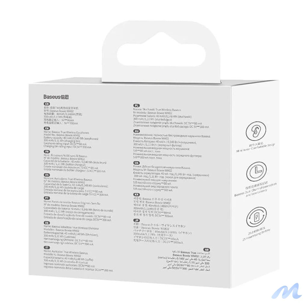 Wireless headphones Baseus Bowie WM02 TWS, Bluetooth 5.0 (white)