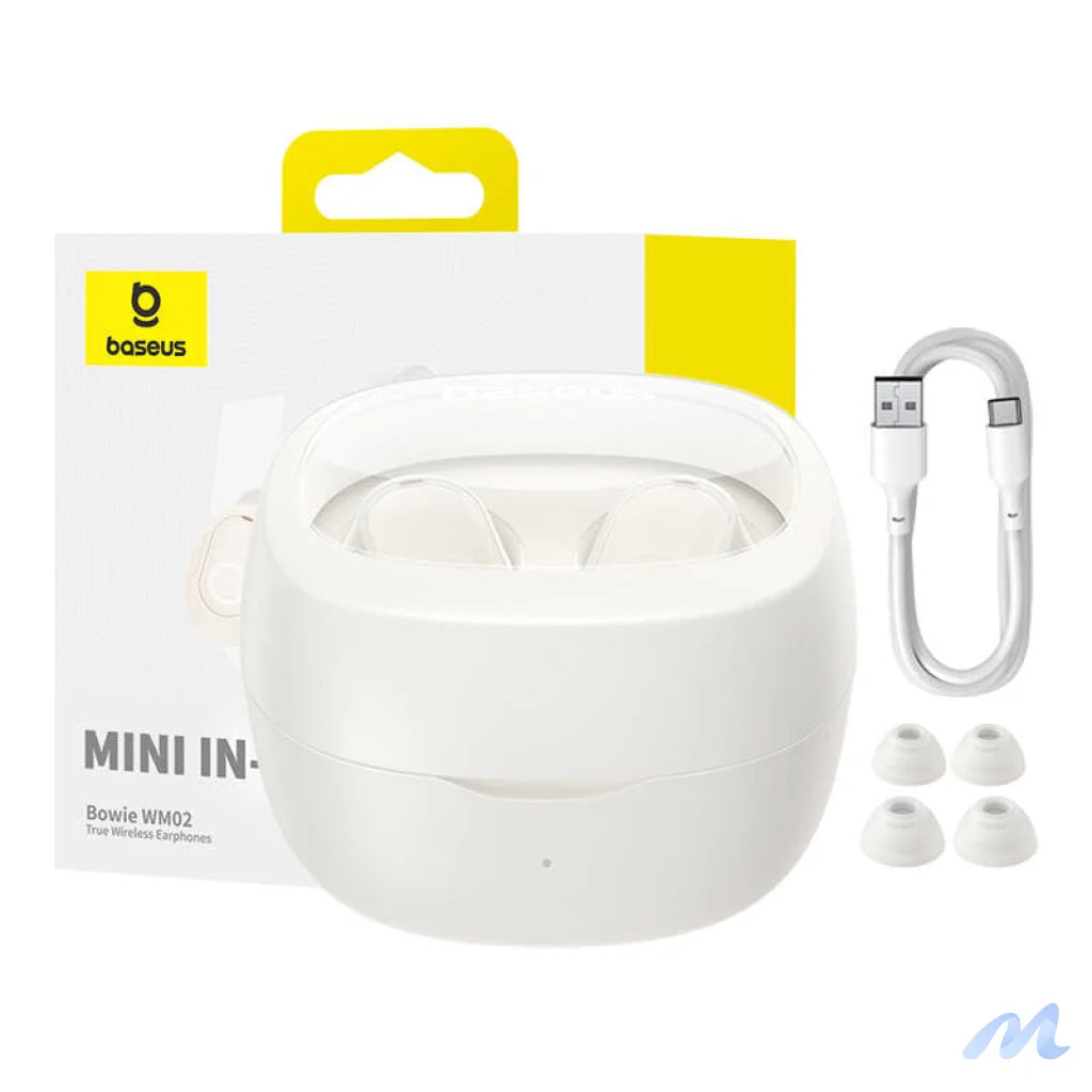 Wireless headphones Baseus Bowie WM02 TWS, Bluetooth 5.0 (white) OS
