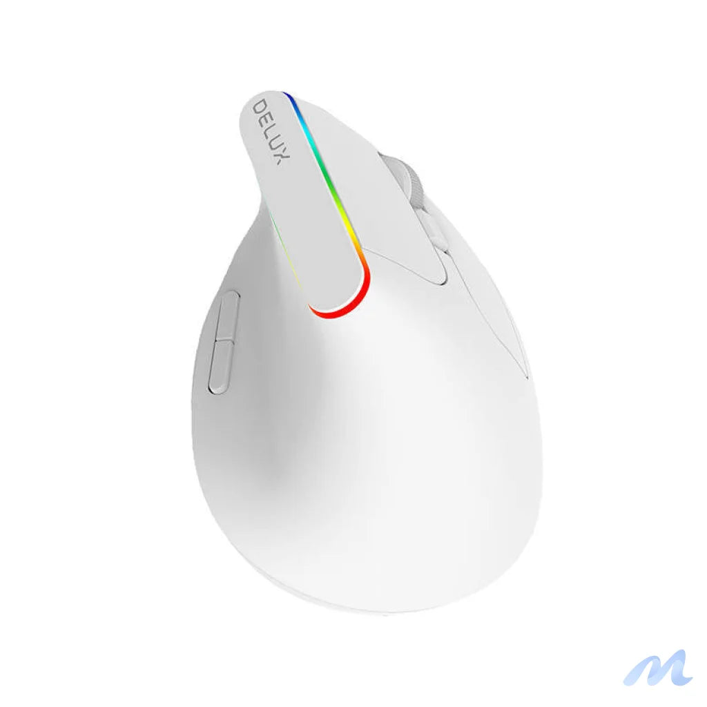Wireless Vertical Mouse Delux M618C 2.4G 1600DPI RGB (white)