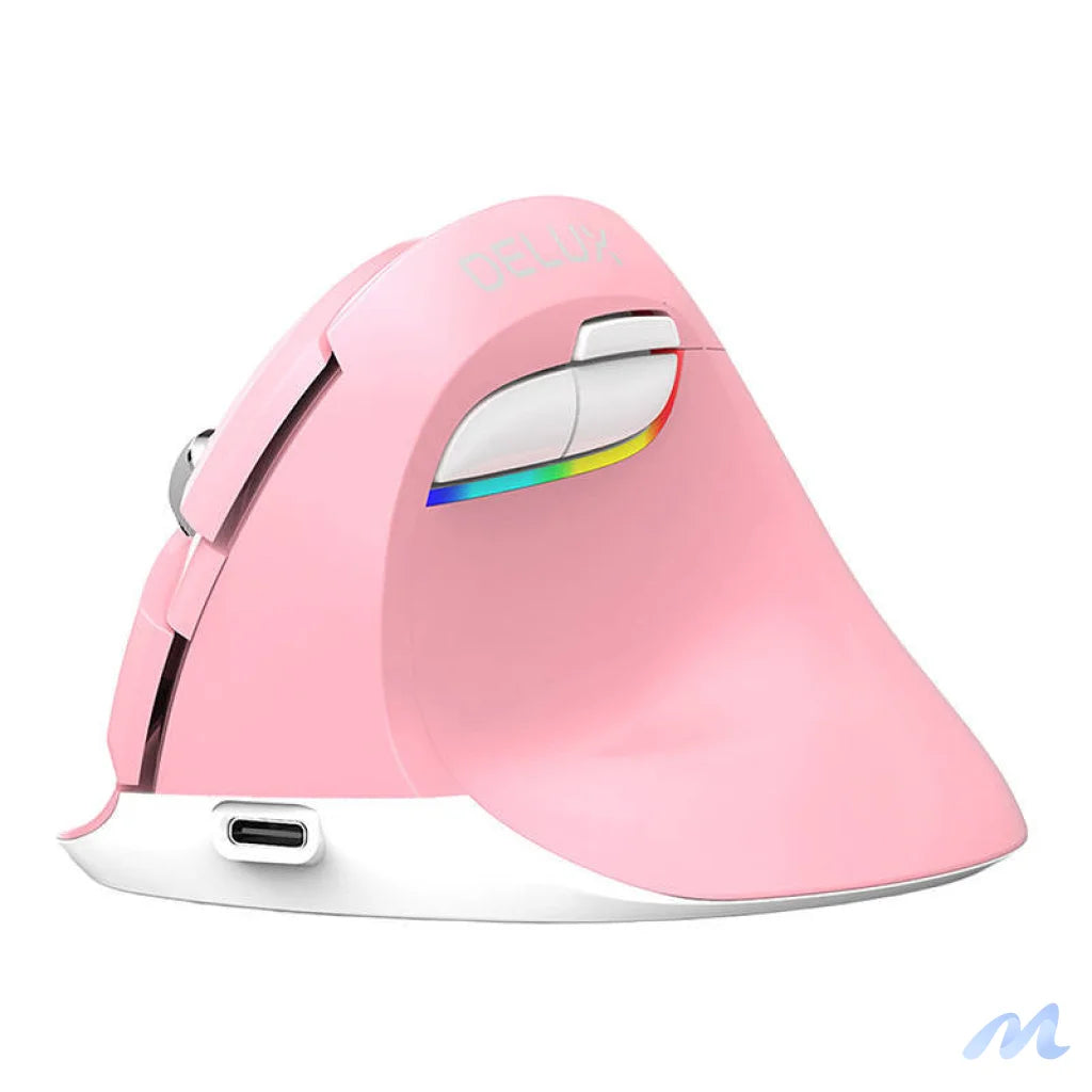 Wireless Vertical Mouse Delux M618Mini DB BT+2.4G 2400DPI (pink)