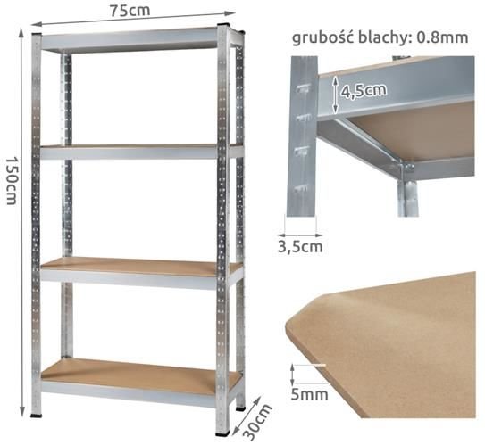 Storage rack 150x75x30-8