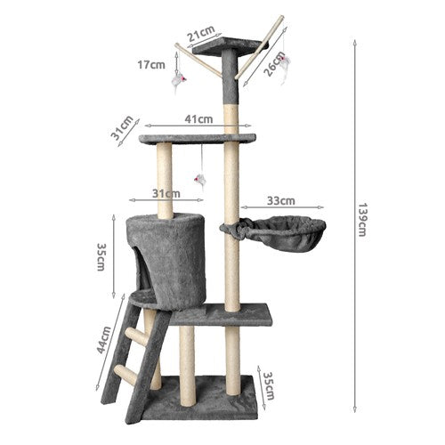 Cat tree 138 cm, gray-3