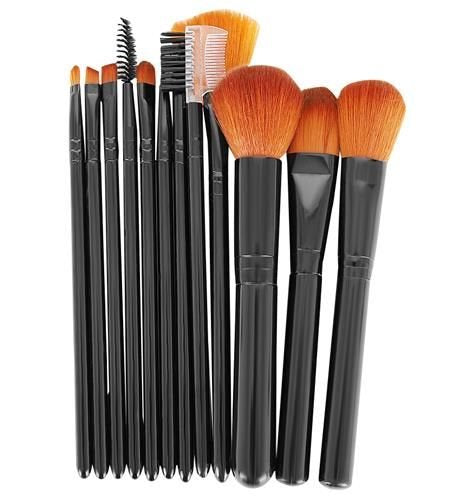 Makeup brushes 12 pcs black - set-7