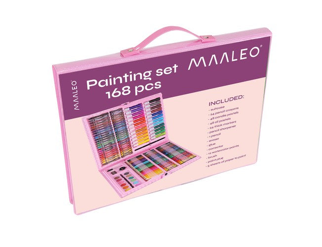 Painting set in a suitcase, 168 pieces, pink-4