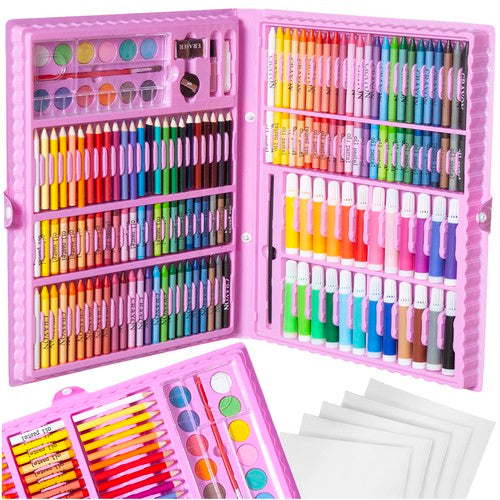 Painting set in a suitcase, 168 pieces, pink Maaleo 5902802913661