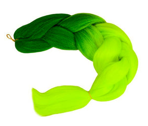 Synthetic hair ombre green / neon braids W10344-1