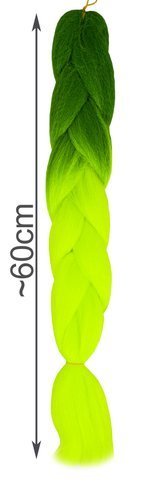 Synthetic hair ombre green / neon braids W10344-2