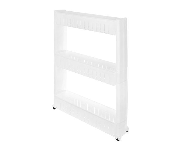 Mobile kitchen shelf on wheels, white-4