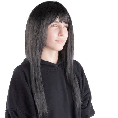 Black long wig for women P14833-3