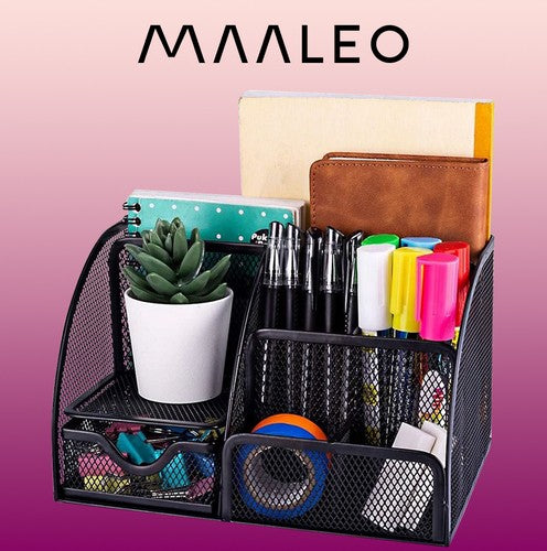 Desk organizer - 6 compartments - black-3