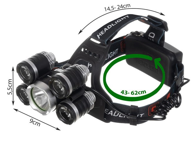 Headlamp 5 x LED T6 CREE-6