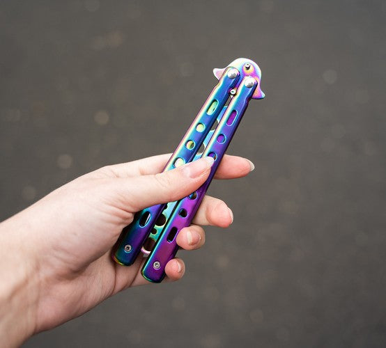 Butterfly knife for training - rainbow-5