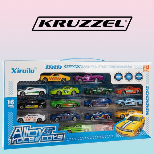 Colorful cars/sprung cars 1:64 - 16 pcs. Kruzzel 20352-5