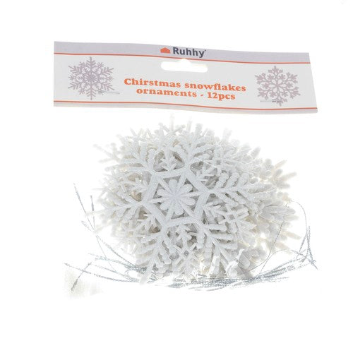 Christmas tree baubles - snowflakes 12 pcs. Ruhhy 22516-2