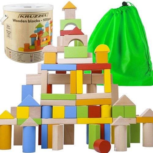 Wooden blocks - 100pcs Kruzzel 22666 Kruzzel 5900779947344