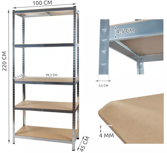 Warehouse shelf 220x100x45 Malatec 23766-9