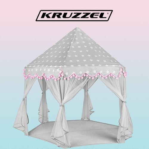 Children&#39;s tent gray and pink Kruzzel 23476-11