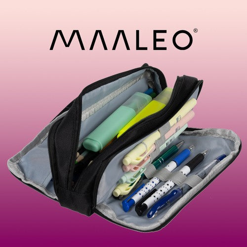 Triple foldable pencil case - black Maaleo 24476-2