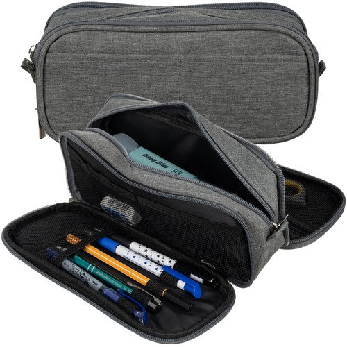 Triple extendable pencil case - gray Maaleo 24512-7