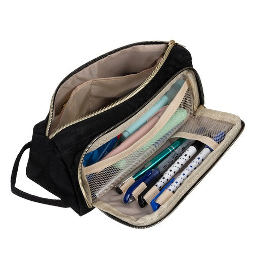 Double extendable pencil case - black Maaleo 24502-6