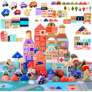 Wooden blocks 115 pcs - city 23519 Kruzzel 5900779950351