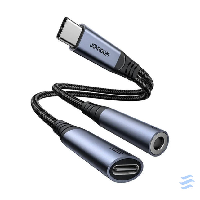 2 in 1 Audio adapter Joyroom SY C02 Type C to 3.5mm + Type C (black) Audio adapters
