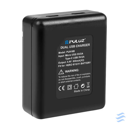 2 slot charger Puluz PU919B for GoPro Hero 9/10/11/12 For sports cameras