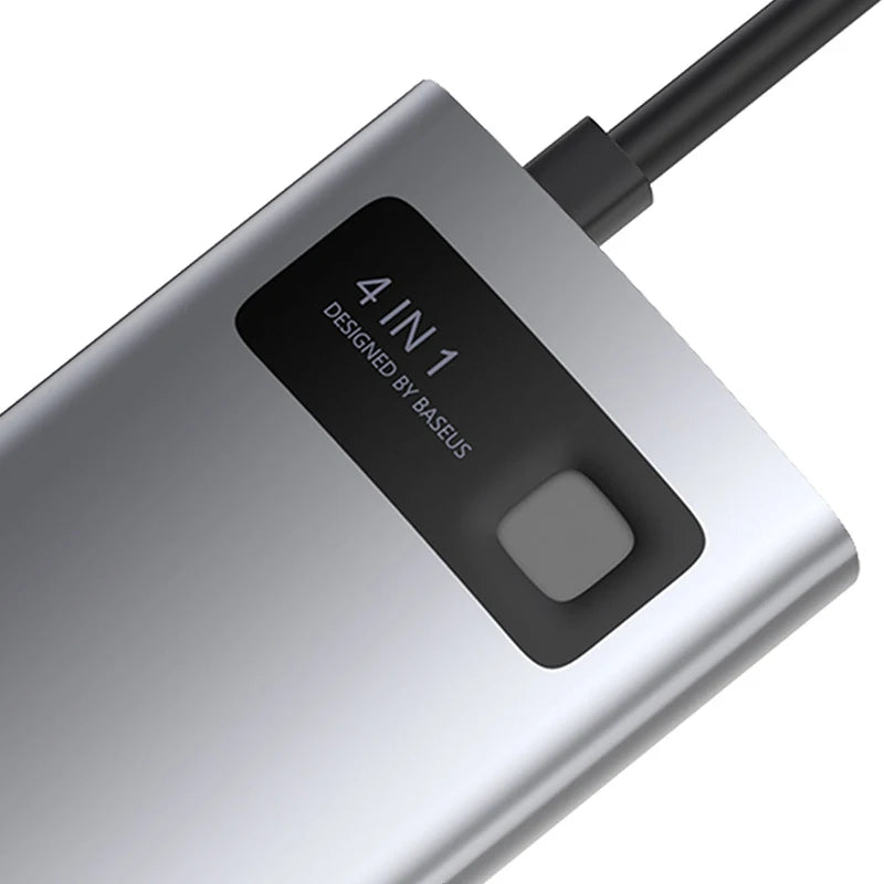 Hub 4in1 Baseus Metal Gleam Series, USB-C to USB 3.0 + USB 2.0 + HDMI + USB-C PD